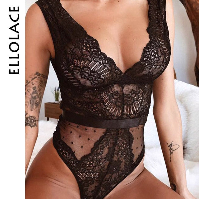 See-Through Lace Seductive Bodysuit