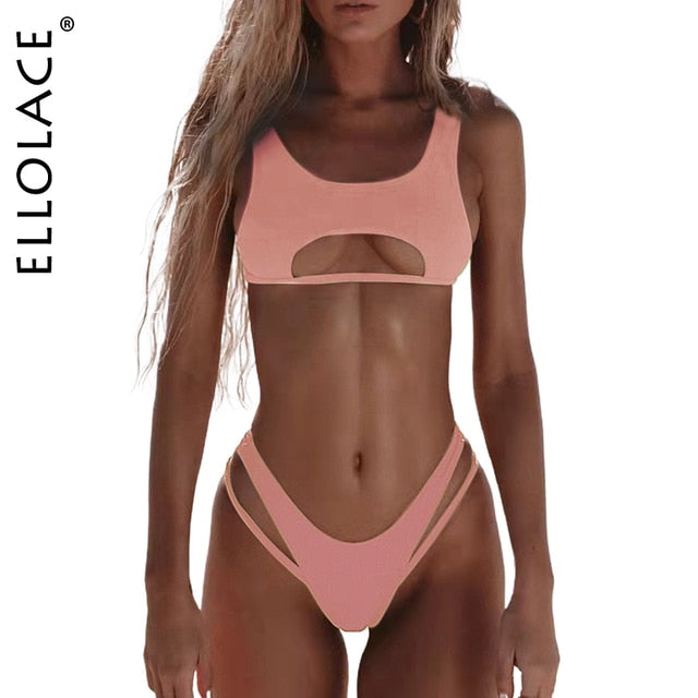 Ellolace High Cut Hollow Out Swimwear: Flattering and Fashionable