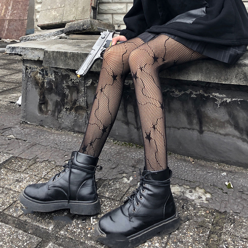 Transparent Pantyhose Tights with Fishnet Design