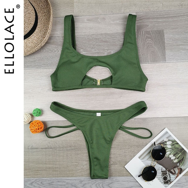 Ellolace High Cut Hollow Out Swimwear: Flattering and Fashionable