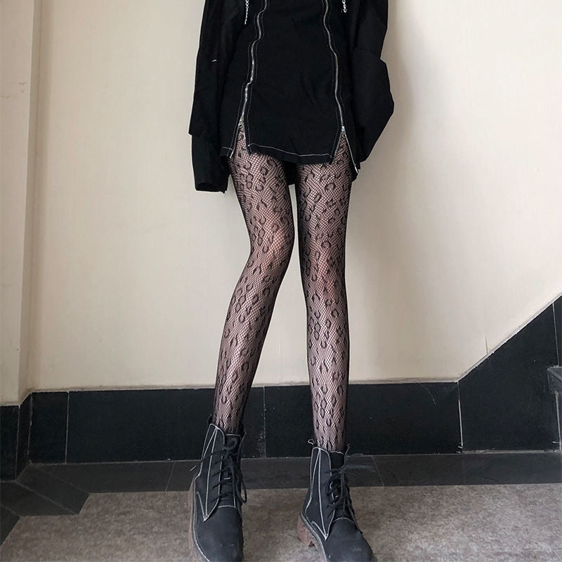 Transparent Pantyhose Tights with Fishnet Design