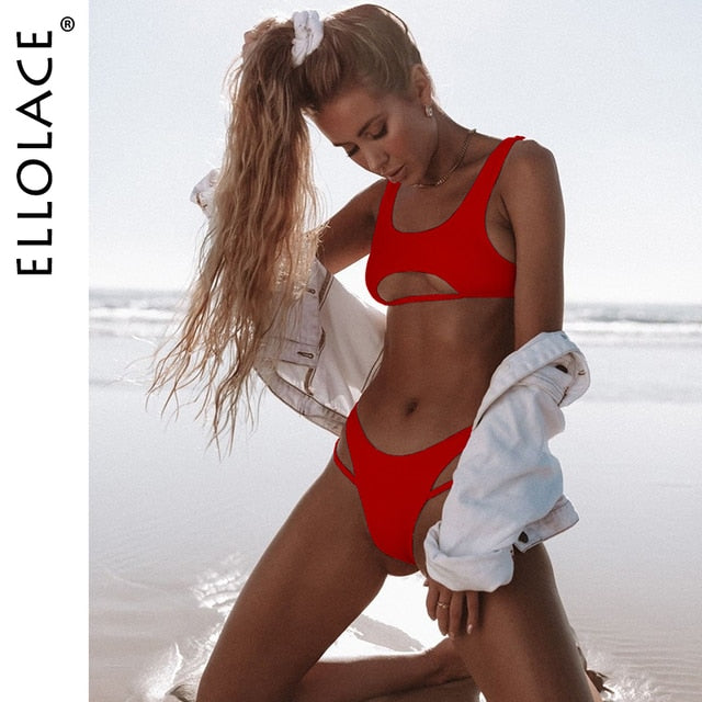 Ellolace High Cut Hollow Out Swimwear: Flattering and Fashionable