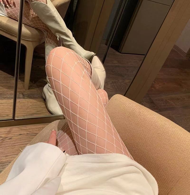 Transparent Pantyhose Tights with Fishnet Design