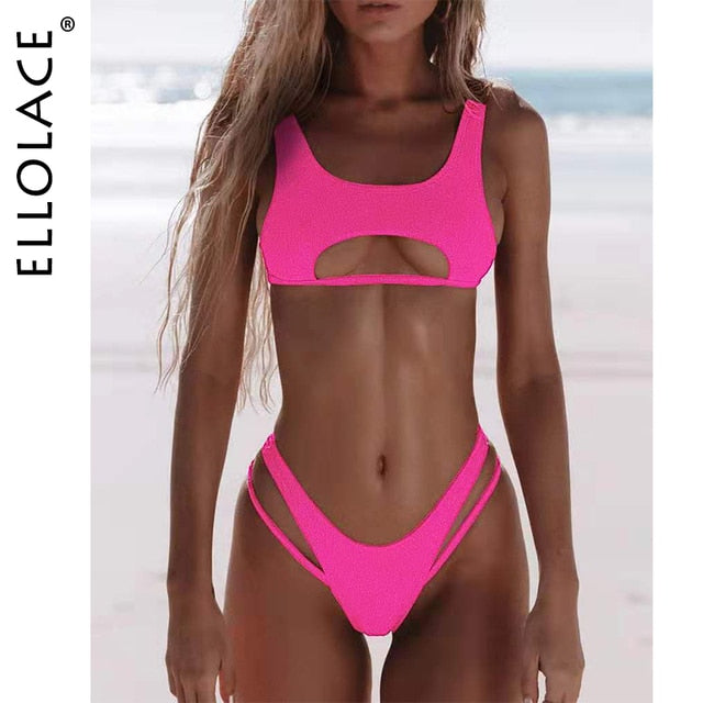 Ellolace High Cut Hollow Out Swimwear: Flattering and Fashionable