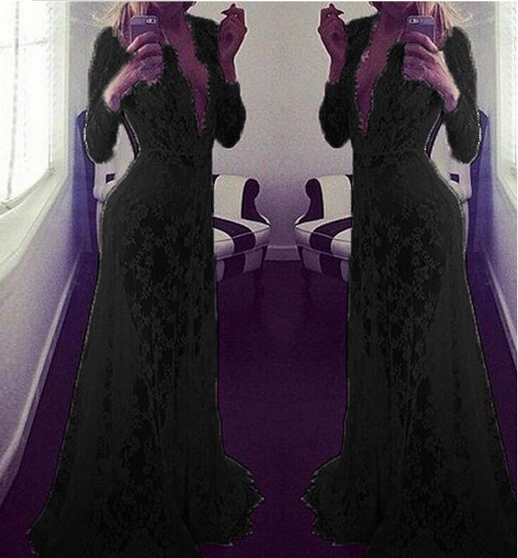 Enchanting Elegance Long-Sleeved Sheer Lace Dress