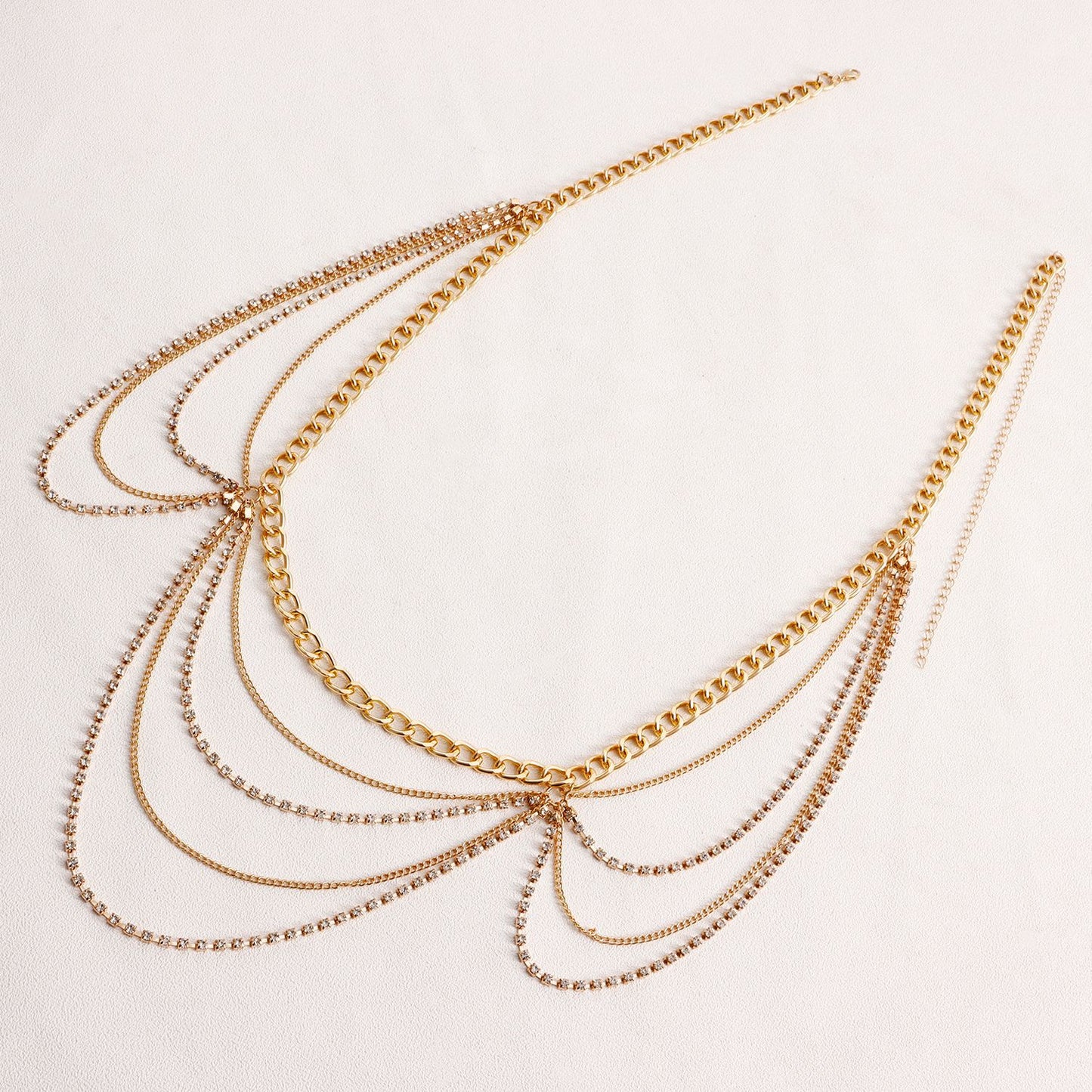 Elegant Waves Rhinestone Body Chain