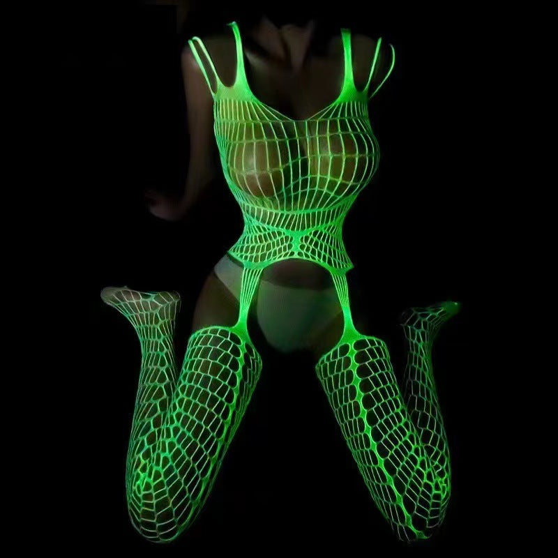 SeduxLuxe Luminous Fishnet Stockings - Glow in the Dark Pantyhose Leggings