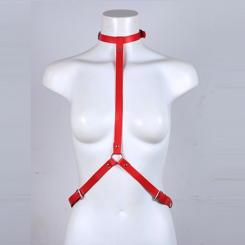 Seductive Kink Sexy Vegan Leather Neck Collar and Harness