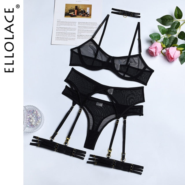 Ellolace 4 Pieces Sexy Erotic Lingerie Set