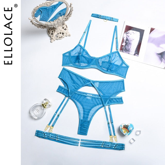 Ellolace 4 Pieces Sexy Erotic Lingerie Set