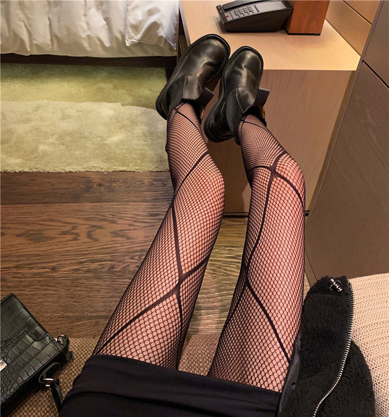 Transparent Pantyhose Tights with Fishnet Design