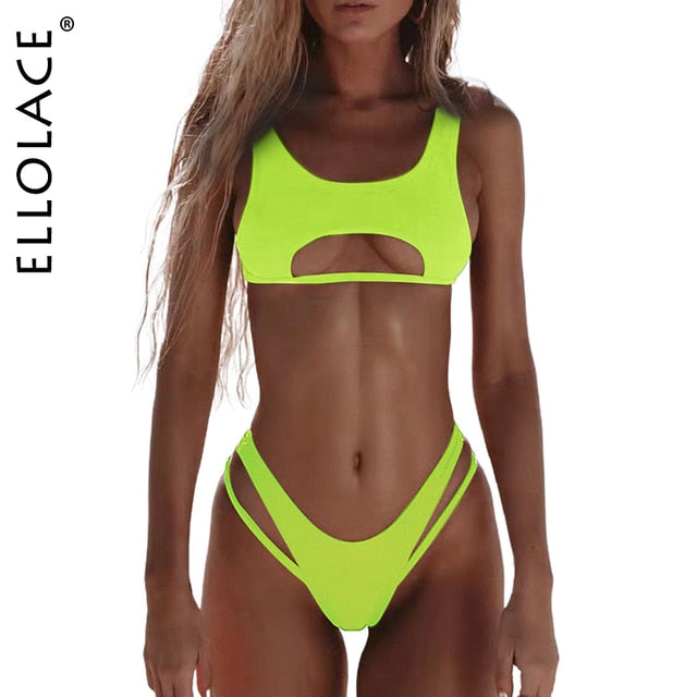 Ellolace High Cut Hollow Out Swimwear: Flattering and Fashionable