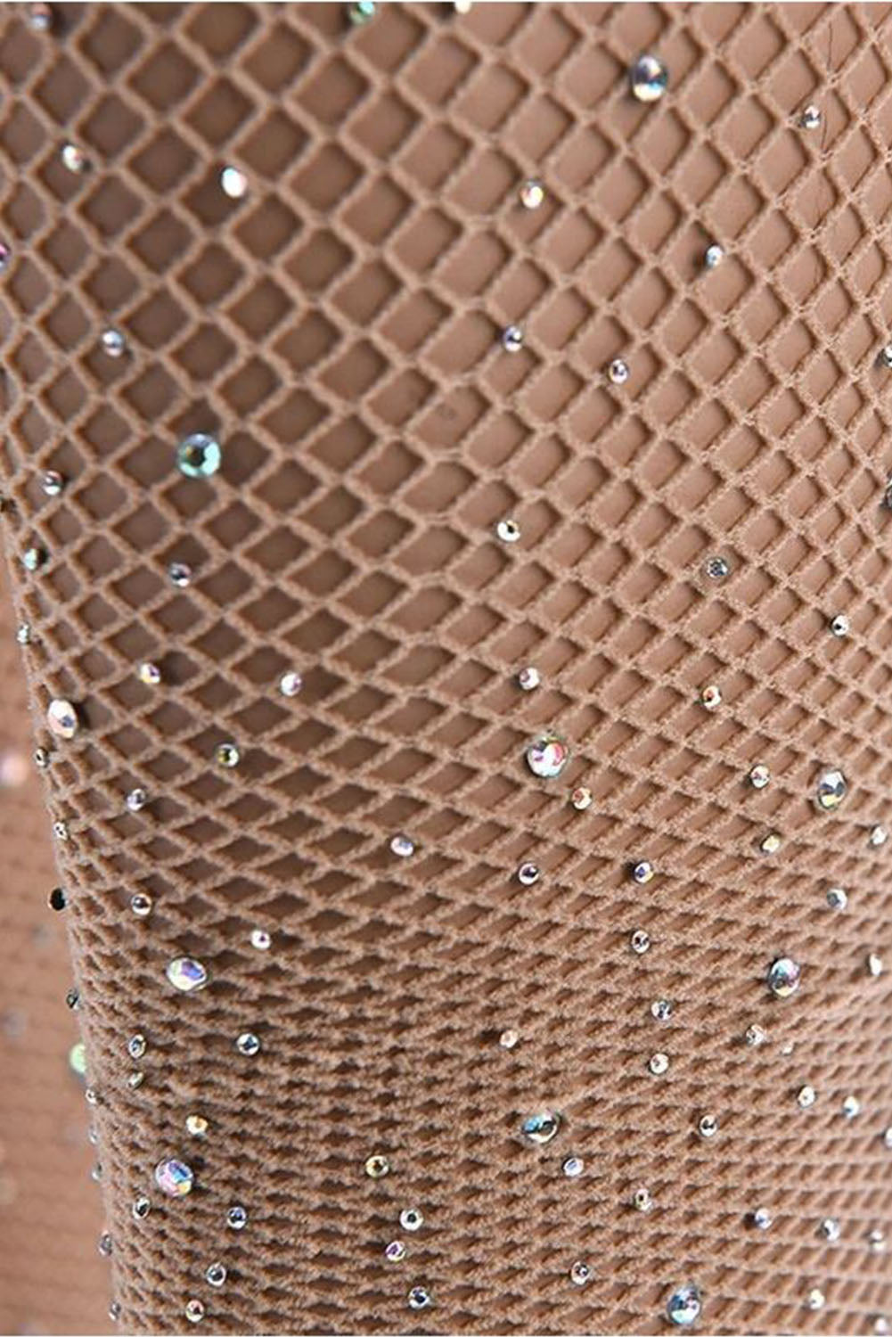 Rhinestone Fishnet Nude Illusion Pantyhose