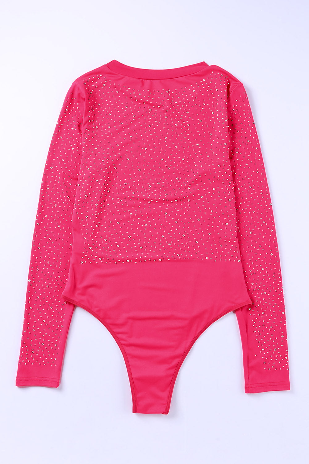 Rhinestone O-neck Long Sleeve Bodysuit