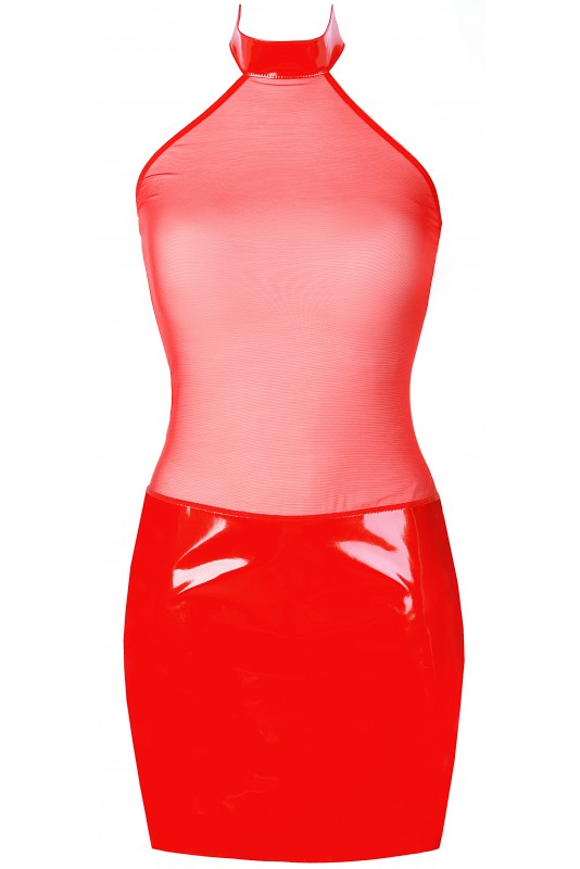 Axami Sexy Red Dress Mesh and Latex V-9119