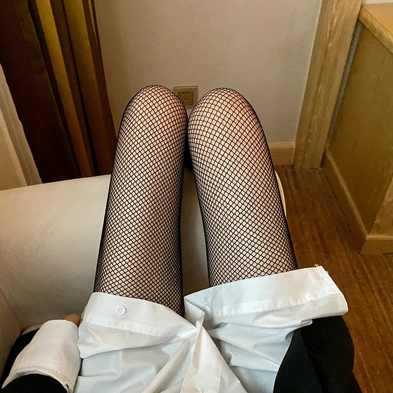 Transparent Pantyhose Tights with Fishnet Design