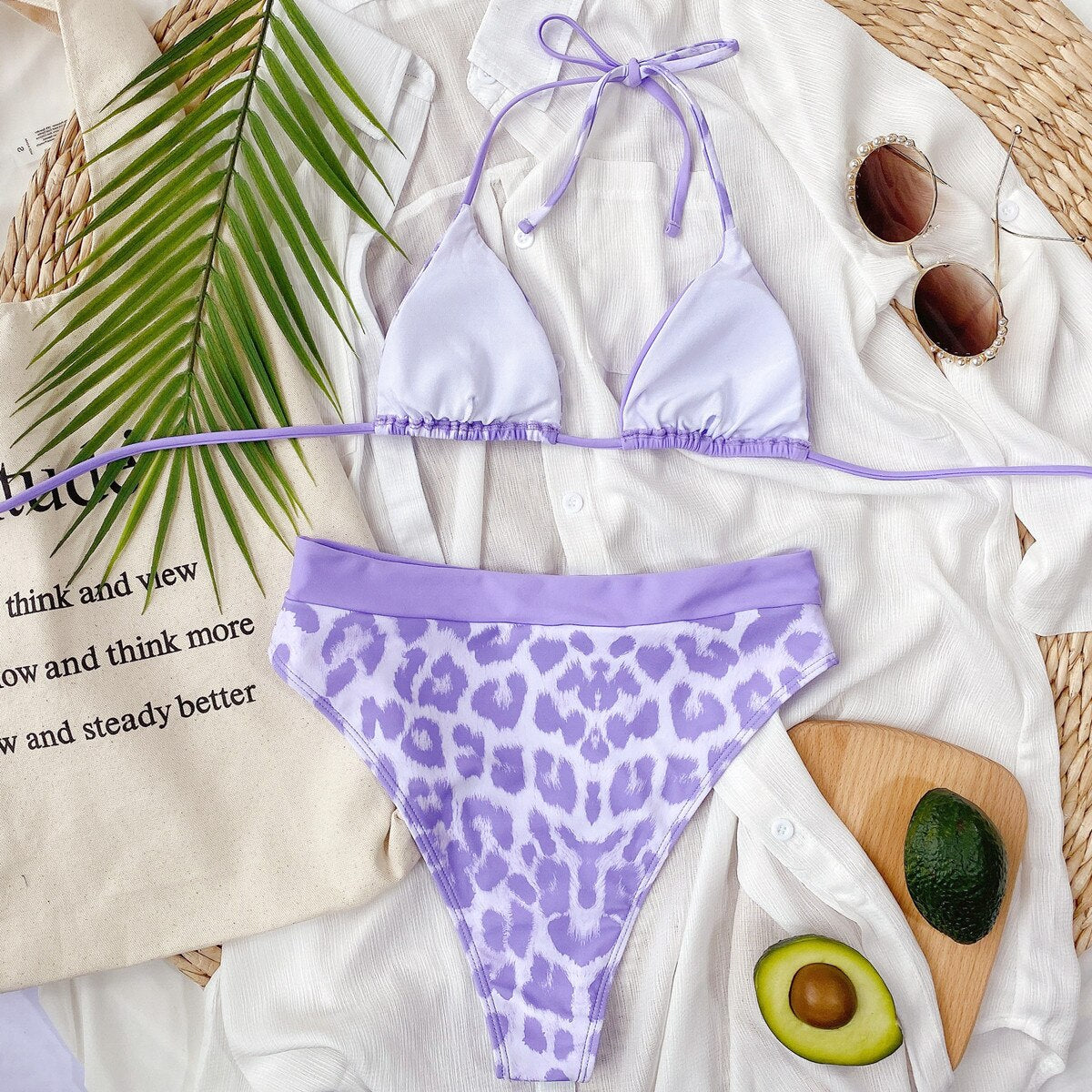 Purple Leopard Print Bikini