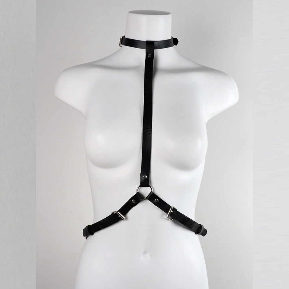 Seductive Kink Sexy Vegan Leather Neck Collar and Harness