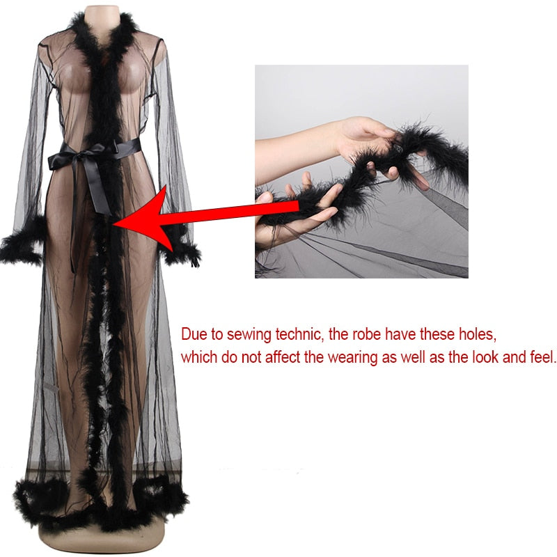 Seductive Long Sheer Nightgown Robe